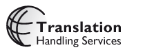 Logo Translation Handling Services. Übersetzungsbüro Hamburg. Agency. Professionelle Übersetzer.